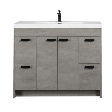 Eviva Lugano 42″ Modern Bathroom Vanity w/ White Integrated Top Bathroom Vanity Eviva Cement Gray